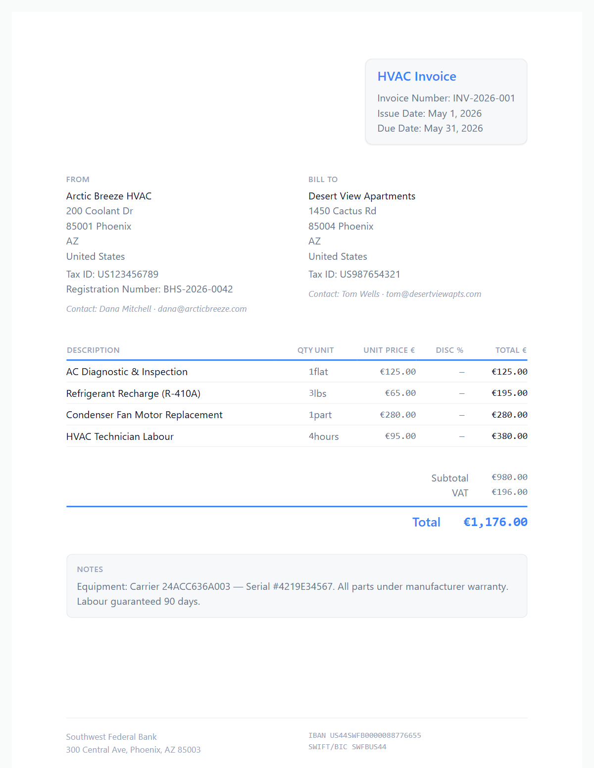 Image 8 for Hvac Service Invoice Template Free